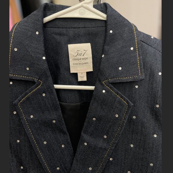 Cinq A Sept- Khloe Le Petit Ditsy Denim Blazer - Picture 2 of 4